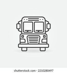 School Bus vector outline icon. Schoolbus transport concept symbol in line style