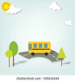 School bus. Vector paper cut image