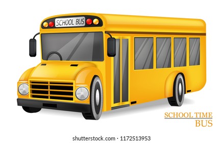 School bus Vector realistic. Detailed 3d vehicle mock ups