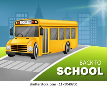 School bus Vector realistic. Detailed 3d vehicle mock ups