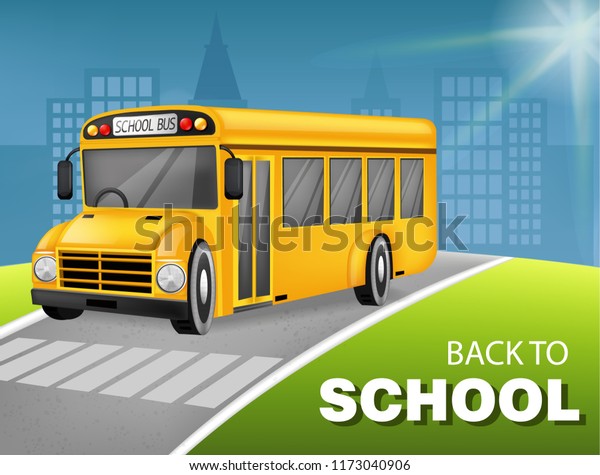 School\
bus Vector realistic. Detailed 3d vehicle mock\
ups