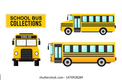 school bus vector set icons