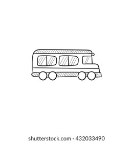 School bus vector sketch icon isolated on background. Hand drawn School bus icon. School bus sketch icon for infographic, website or app.