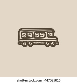 Icono de boceto vectorial del bus escolar aislado en el fondo. Icono del autobús escolar dibujado a mano. Icono de boceto de bus escolar para infografía, sitio web o aplicación.