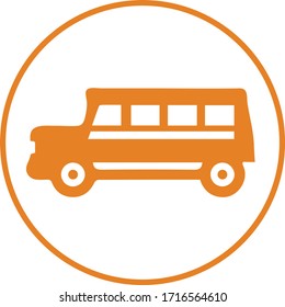 School bus vector, transportation, orange car, vehicle icon