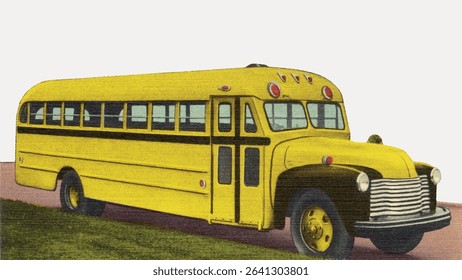 School bus vehicle border illustration isolated on white, vector. 