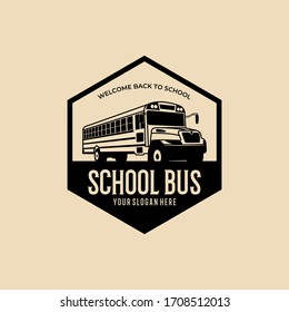 school bus vintage logo design template vector