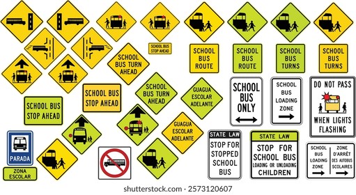 School Bus Warning Road Signs