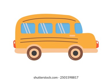 School bus. Yellow school bus for children. Flat cartoon style. 