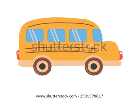 School bus. Yellow school bus for children. Flat cartoon style. 