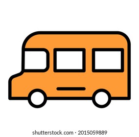 School bus yellow icon concept.