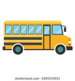 School bus and yellow school bus transport children, back to school concept flat vector illustration