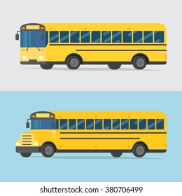 School buses in flat design