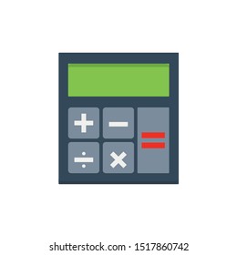 School Calculator Flat Icon Isolated on White. Small calculator flat icon.