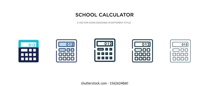 school calculator icon in different style vector illustration. two colored and black school calculator vector icons designed in filled, outline, line and stroke style can be used for web, mobile, ui