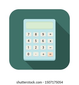 School calculator icon in flat style isolated on a colored background. Vector electronic portable calculator EPS10
