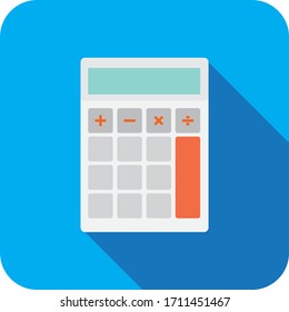 School calculator icon in flat style isolated on a colored background. Vector electronic portable calculator.
