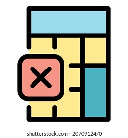 School calculator icon. Outline school calculator vector icon color flat isolated