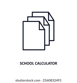 school calculator outline icon.  Thin line icon from education collection. Editable vector isolated on white background