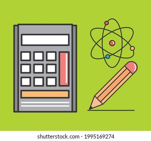 school calculator pencil atom set