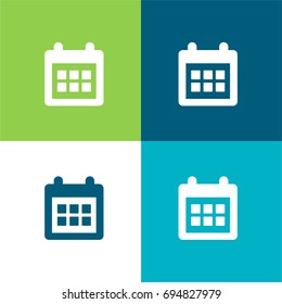 School Calendar green and blue material color minimal icon or logo design