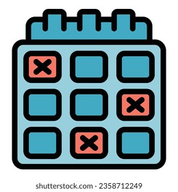 School calendar icon outline vector. Child protection. Safety return color flat
