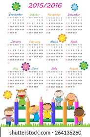 School calendar on new year school from 2015 to 2016 year