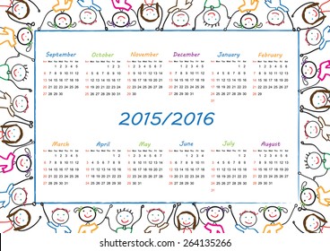 School calendar on new year school from 2015 to 2016 year