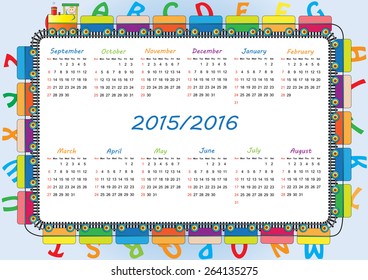 School calendar on new year school from 2015 to 2016 year