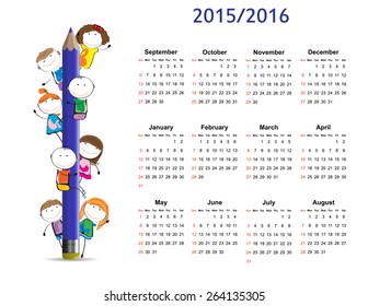 School calendar on new year school from 2015 to 2016 year