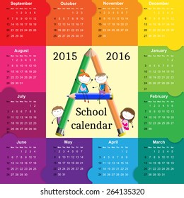 School calendar on new year school from 2015 to 2016 year