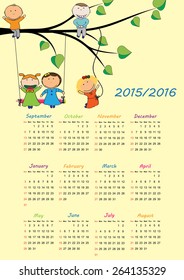 School calendar on new year school from 2015 to 2016 year