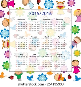 School calendar on new year school from 2015 to 2016 year