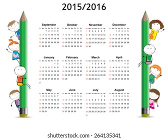 School calendar on new year school from 2015 to 2016 year