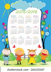 School calendar on new year school from 2015 to 2016 year