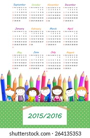 School calendar on new year school from 2015 to 2016 year