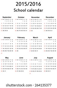 School calendar on new year school from 2015 to 2016 year