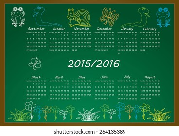 School calendar on new year school from 2015 to 2016 year