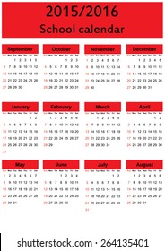 School calendar on new year school from 2015 to 2016 year