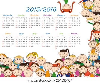 School calendar on new year school from 2015 to 2016 year