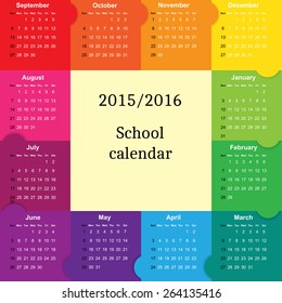 School calendar on new year school from 2015 to 2016 year