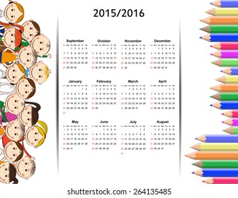 School calendar on new year school from 2015 to 2016 year