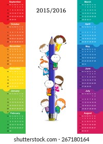 School calendar on new year school from 2015 to 2016 year