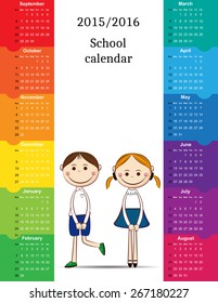 School calendar on new year school from 2015 to 2016 year