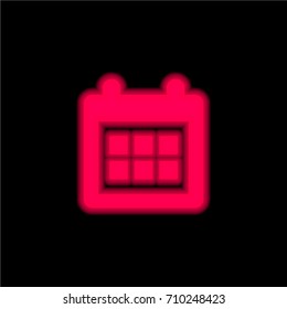 School Calendar red glowing neon ui ux icon. Glowing sign logo vector