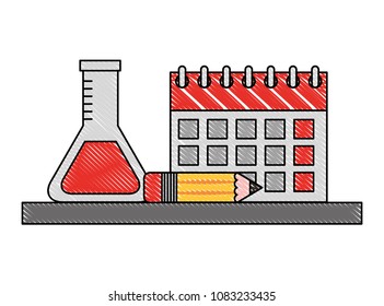 school calendar test tube and pencil