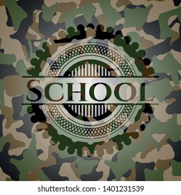 School camouflaged emblem. Vector Illustration. Detailed.