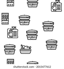 Ilustración de línea delgada del vector del menú del comedor del colegio