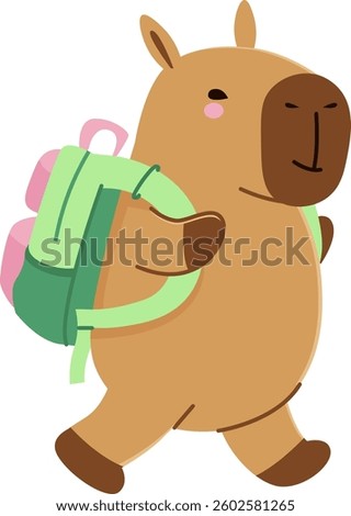 School Capybara With Backpack Vector Illustration