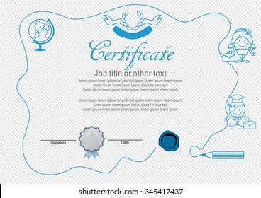 School certificate. Drawing on the squared notebook